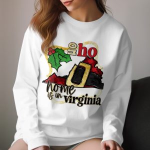 Home is in Virginia Long Sleeve T Shirt, Christmas Virginia Gift, Ho Ho Ho, Virginia State Santa Belt, Virginia Holiday Shirt, Virginia Tee