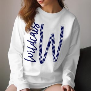 Wildcats Letter W T-Shirt, Gingham Pattern, University Team Tee, School Spirit Shirt, Fan Apparel, Trendy T-Shirt, Popular Etsy Listing