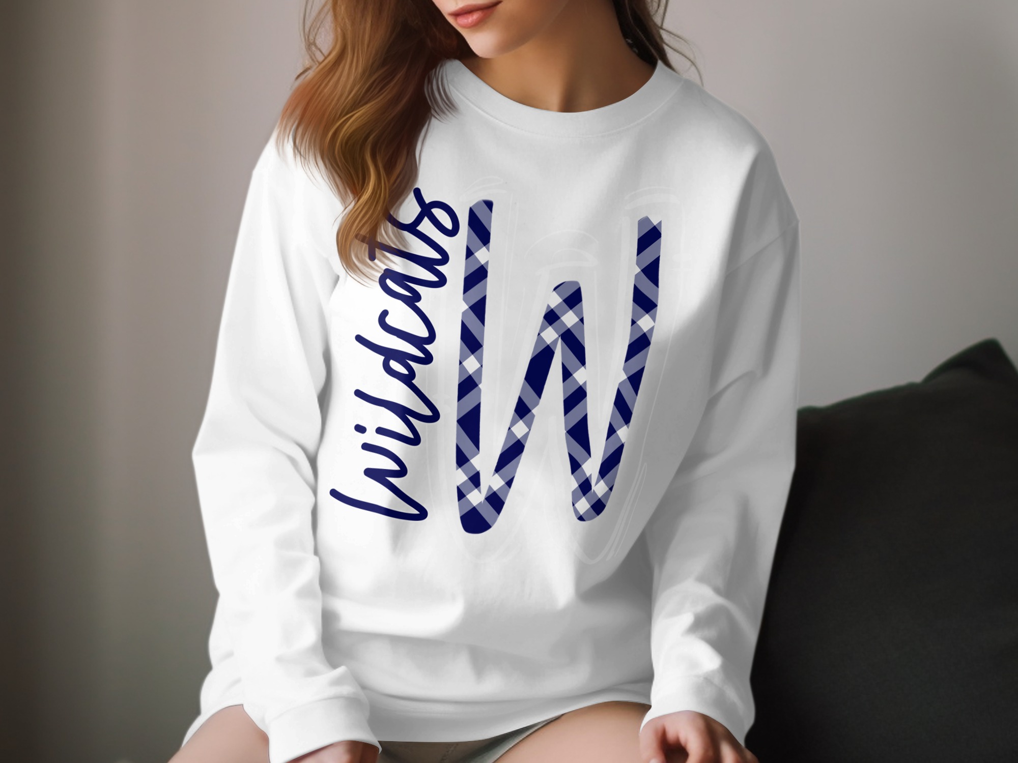 Wildcats Letter W T-Shirt, Gingham Pattern, University Team Tee, School Spirit Shirt, Fan Apparel, Trendy T-Shirt, Popular Etsy Listing