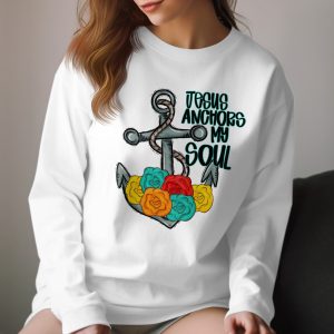 Jesus Anchors My Soul T-Shirt, Religious Tee, Floral Anchor Design, Christian Gift, Inspirational Shirt, Faith Based Apparel