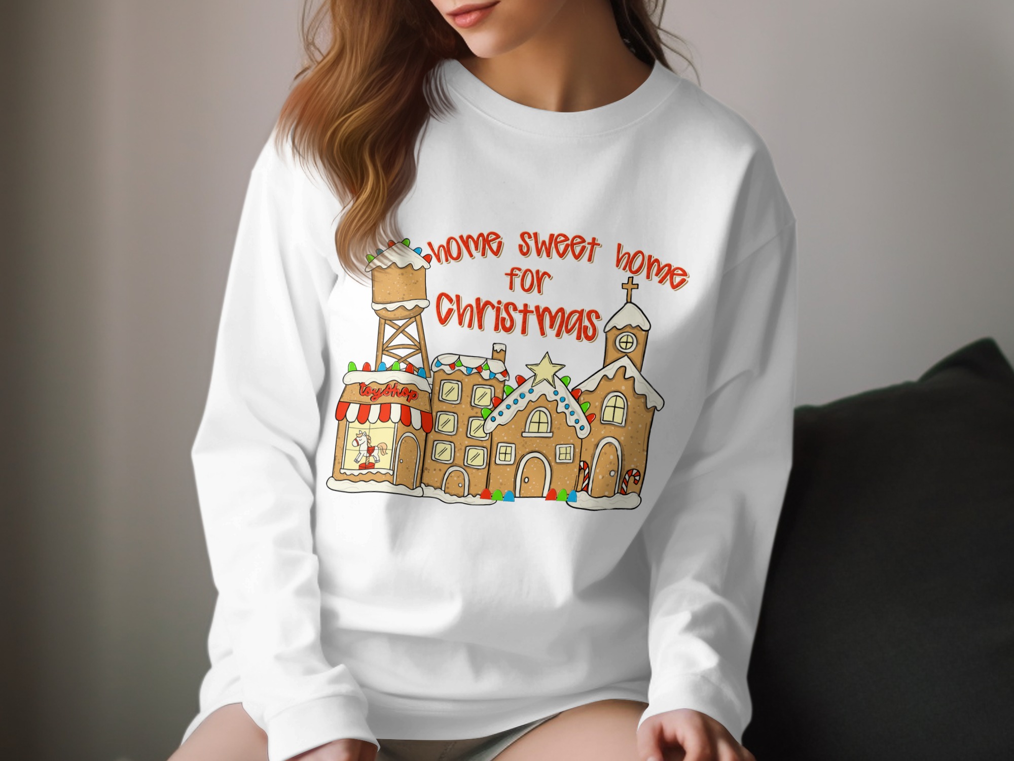 Home Sweet Home for Christmas T-Shirt, Gingerbread Town Tee, Holiday Gift Shirt, Christmas Village Shirt, Festive Tee, Cute Christmas T