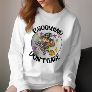 Broom Hair Don't Care T-Shirt, Cute Witch Shirt, Funny Halloween Tee, Black Cat Graphic Top, Spooky Season Apparel, Witchy Gift Idea