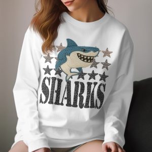 Yarn Shark T-Shirt, Knit Shark Tee, Nautical Stars Shirt, Ocean Lover Gift, Undersea Adventure Clothing, Sea Animal Apparel