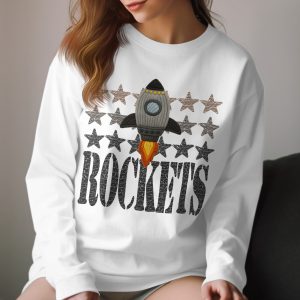 Knitted Rockets T-Shirt, Outer Space Shirt, Rocketship Tee, Space Lover Gift, Stars T-Shirt, Knitted Art Shirt, Kids T-Shirt, Unisex Shirt