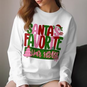 Santa's Favorite Hair Stylist T-Shirt, Christmas Gift for Hairdresser, Holiday T Shirt, Cosmetologist Tee, Holiday Gift, Stylist Tee