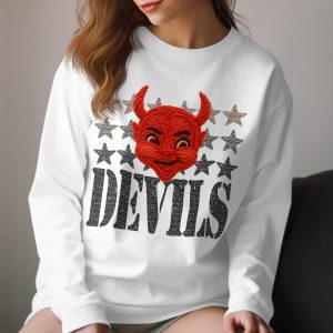 Devils T-Shirt, Yarn Devil Face, Starry Design, Unique Graphic Tee, Cool Devils Shirt, Devils Design, Trendy Style, Statement Shirt