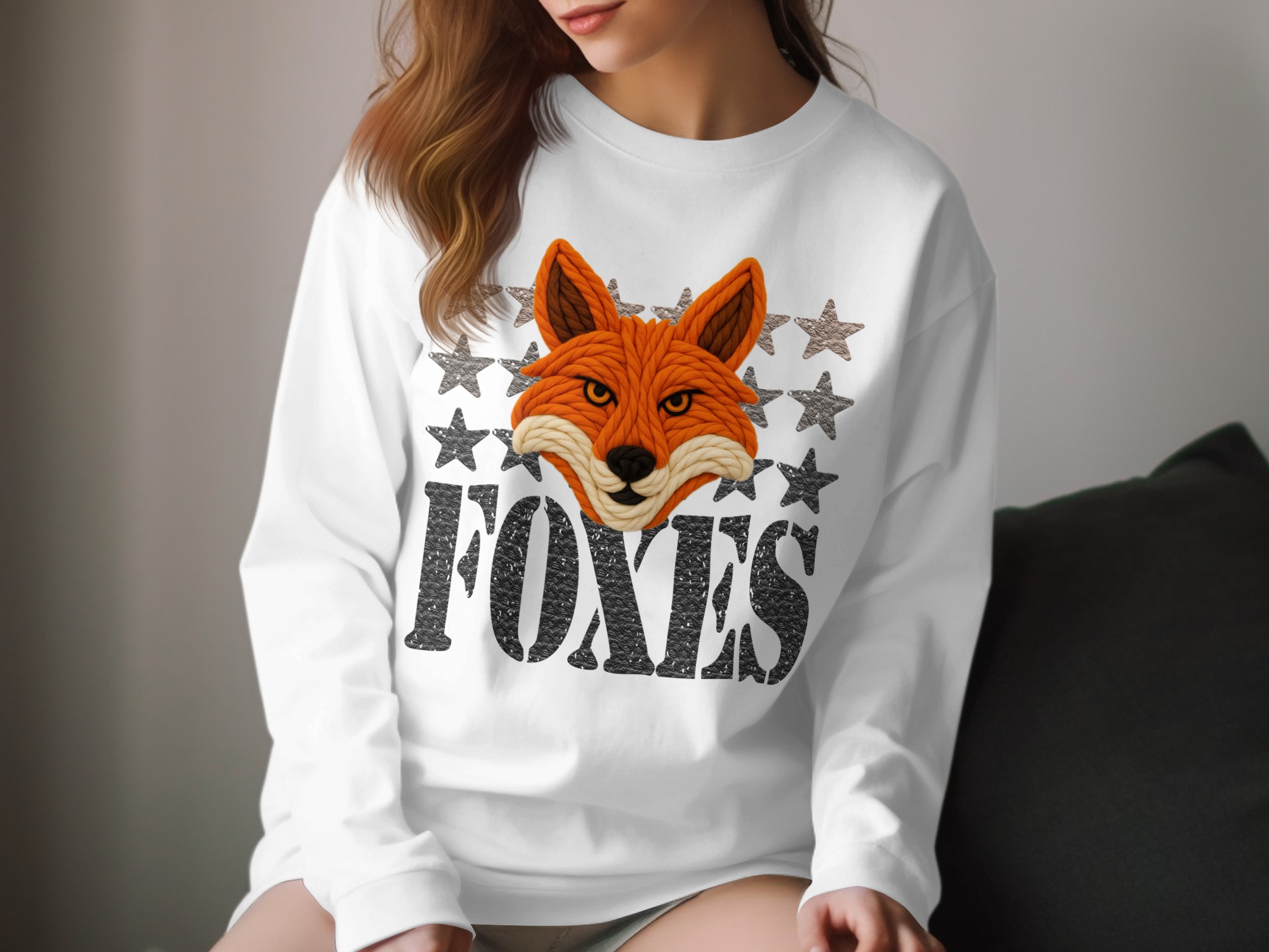 Fox Design T-Shirt, Animal Lover Tee, Knitted Fox Art, Starry Fox Shirt, Wild Animal Tee, Cute Fox Top, Unique Graphic T-Shirt