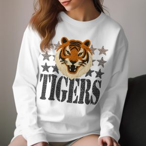 Tigers Graphic T-Shirt, Knitted Tiger Art, Wild Cat Tee, Starry Design, Animal Lover Gift, Unique Graphic T Shirt