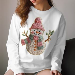 Knitted Snowman T-Shirt, Winter Holiday Shirt, Cute Christmas Tee, Festive Apparel, Seasonal Clothing, Holiday Gift Idea, Snowman Design