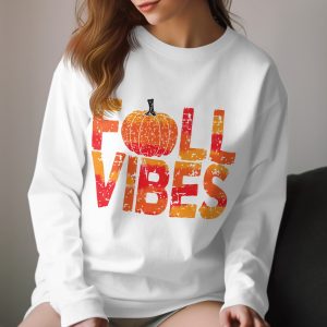 Fall Vibes Long Sleeve T-Shirt, Pumpkin Shirt, Autumn Apparel, Thanksgiving Tee, Cozy Fall Outfit, Trendy Fall Shirt