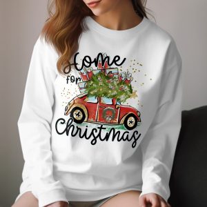 Home for Christmas Long Sleeve T-Shirt, Holiday Car with Tree, Christmas Gifts, Festive Holiday Apparel, Christmas Long Sleeve Tee