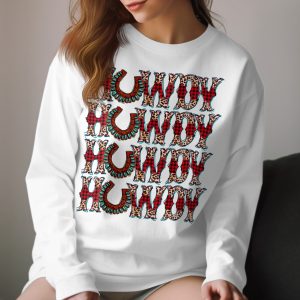 Howdy Long Sleeve T-Shirt, Western Design Tee, Turquoise Horseshoe Shirt, Leopard Print Top, Plaid Long Sleeve Shirt, Country Style Clothing