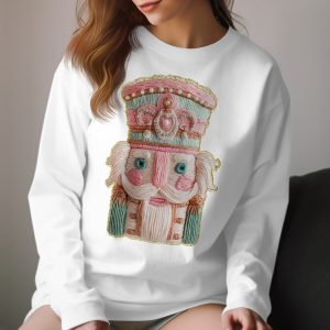 Embroidered Nutcracker Long Sleeve T Shirt, Christmas Tee, Holiday Gift, Festive Clothing, Winter Apparel, Unique Long Sleeve T-Shirt