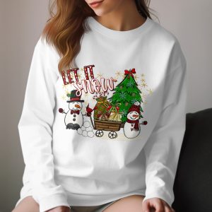 Let It Snow Long Sleeve T-Shirt, Cute Snowman Christmas Tree Shirt, Festive Winter Holiday Shirt, Holiday Season Shirt, Long Sleeve Shirt