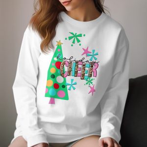 Holiday Cheer Long Sleeve T-Shirt, Christmas Tree, Festive Shirt, Leopard Print, Winter Apparel, Colorful Holiday, Trendy Shirt