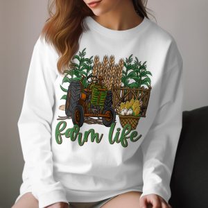 Farm Life Long Sleeve T Shirt, Tractor Design, Agriculture Shirt, Rural Life Tee, Farming Gift, Corn Wheat Cotton Apparel, Countryside Shirt