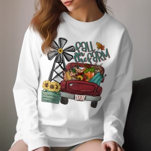 Fall On The Farm Long Sleeve T-Shirt, Autumn Truck, Pumpkins, Windmill Tee, Thanksgiving Shirt, Farmhouse Shirt, Fall Shirt