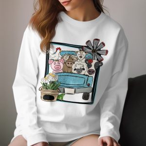 Farm Animals Truck Long Sleeve T-Shirt, Cute Farmhouse Shirt, Country Living Tee, Animal Lover Gift, Farm Truck Shirt, Unique Design
