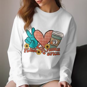 Peace Love Pumpkin Spice Long Sleeve T-Shirt, PSL Long Sleeve Shirt, Fall Vibes Long Sleeve Tee, Autumn Long Sleeve T-Shirt