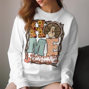 Home Blessings Turkey Long Sleeve T-Shirt, Thanksgiving Shirt, Fall Apparel, Autumn Clothing, Family Gift, Holiday Season, Trendy Long