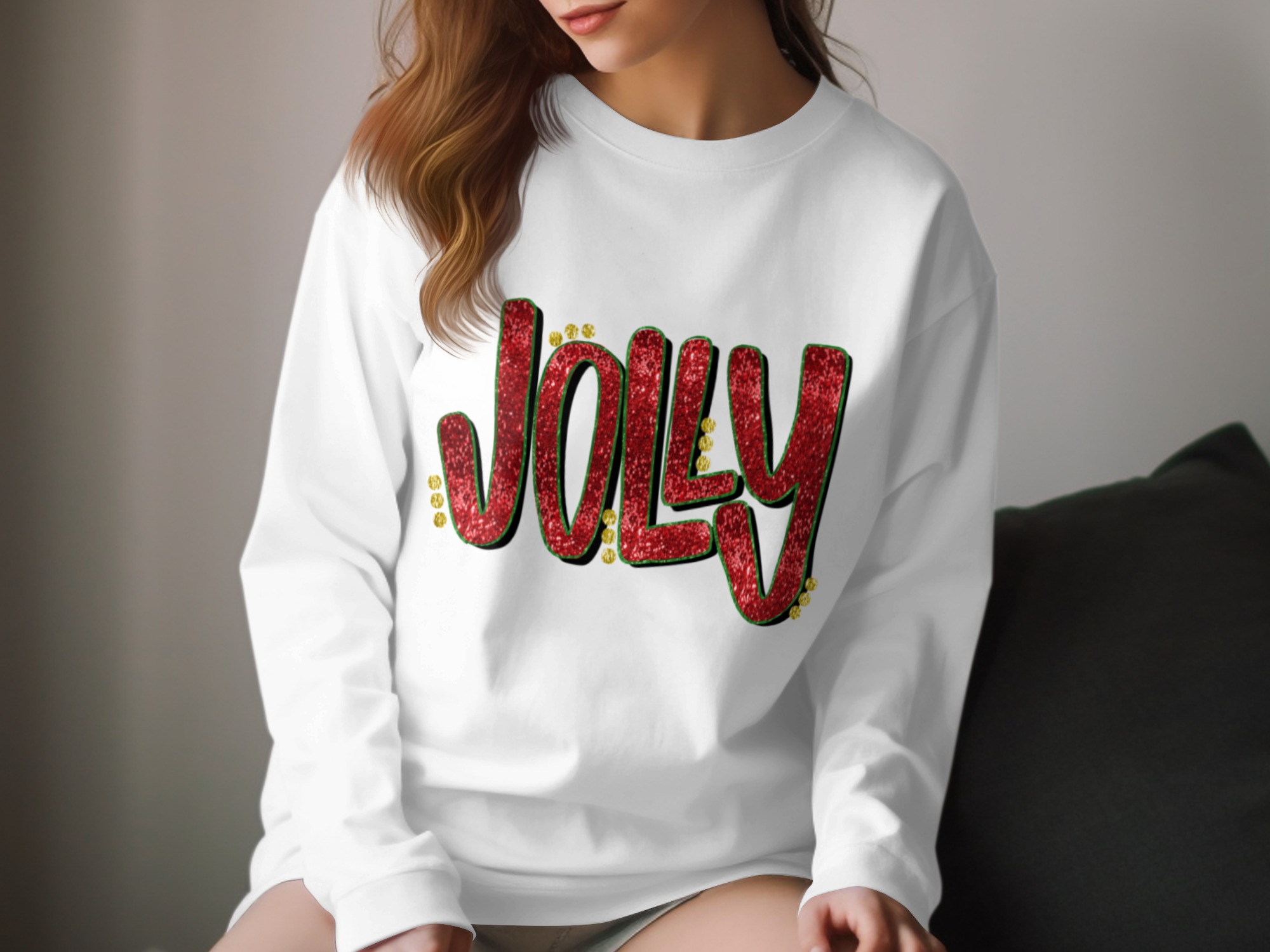 Jolly Long Sleeve T-Shirt, Christmas Long Sleeve T-Shirt, Holiday Long Sleeve T-Shirt, Christmas Gift, Festive Long Sleeve T-Shirt