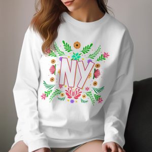 NY Floral Long Sleeve T-Shirt, New York Souvenir, Flower Graphic Tee, City Pride, Botanical Shirt, Gift for New Yorker