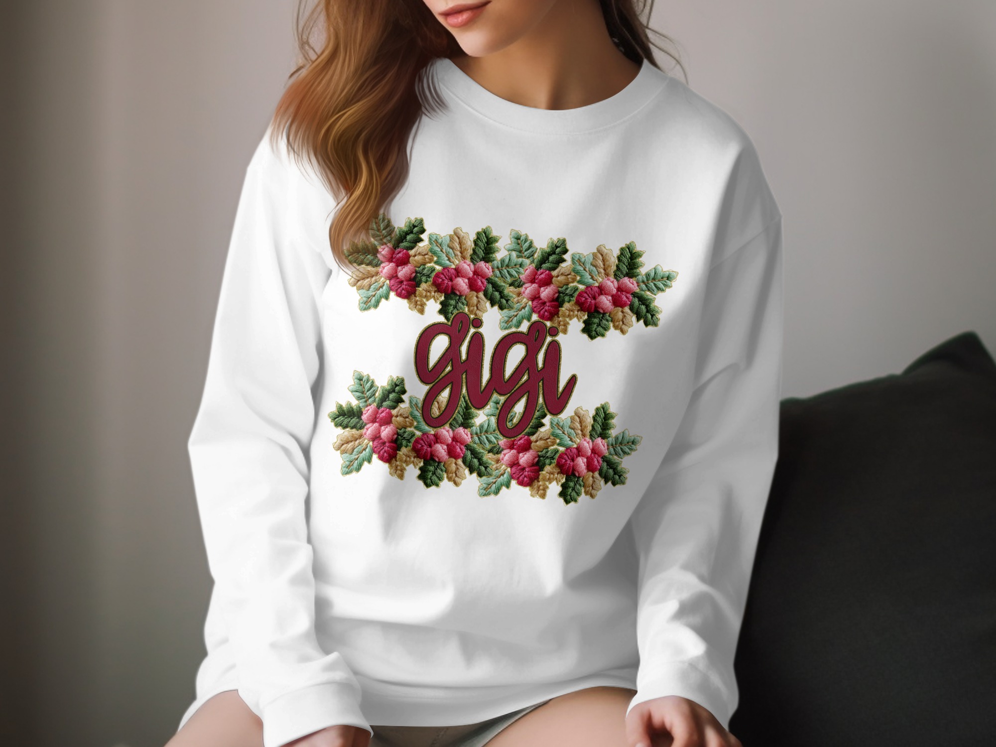 Gigi Floral Long Sleeve T-Shirt, Grandmother Gift, Gigi Shirt, Flower Shirt, Grandma Shirt, Cute Gigi Shirt, Mother's Day Gift, Gigi Gift