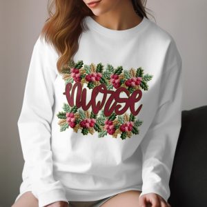 Floral Nurse Long Sleeve T-Shirt, Unique Design, Medical Apparel, Gift for Nurses, Flower Art, Embroidered Look, Healthcare Hero