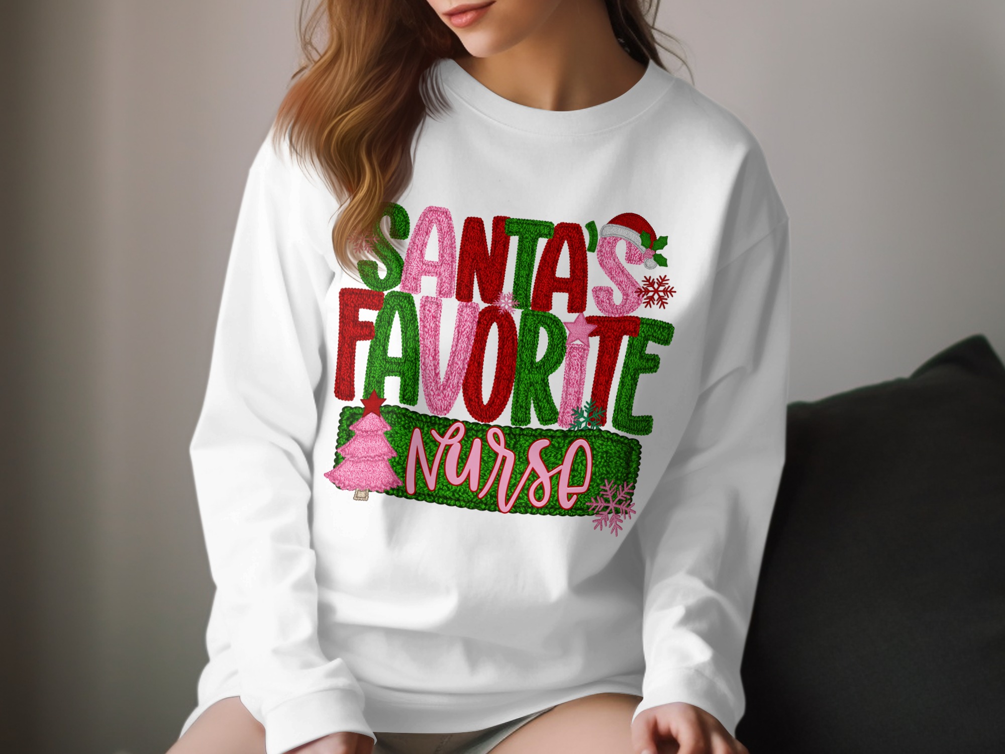Santa's Favorite Nurse Long Sleeve T-Shirt, Christmas Nurse Tee, Holiday Gift for Nurses, Festive Nurse Shirt, Seasonal Healthcare Apparel
