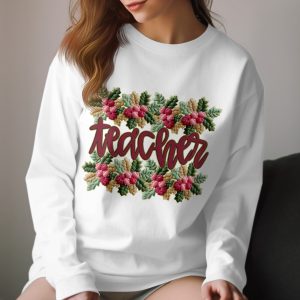 Teacher Floral Long Sleeve T-Shirt, Teacher Appreciation Gift, Teacher's Day Present, School Teacher Long Sleeve Tee