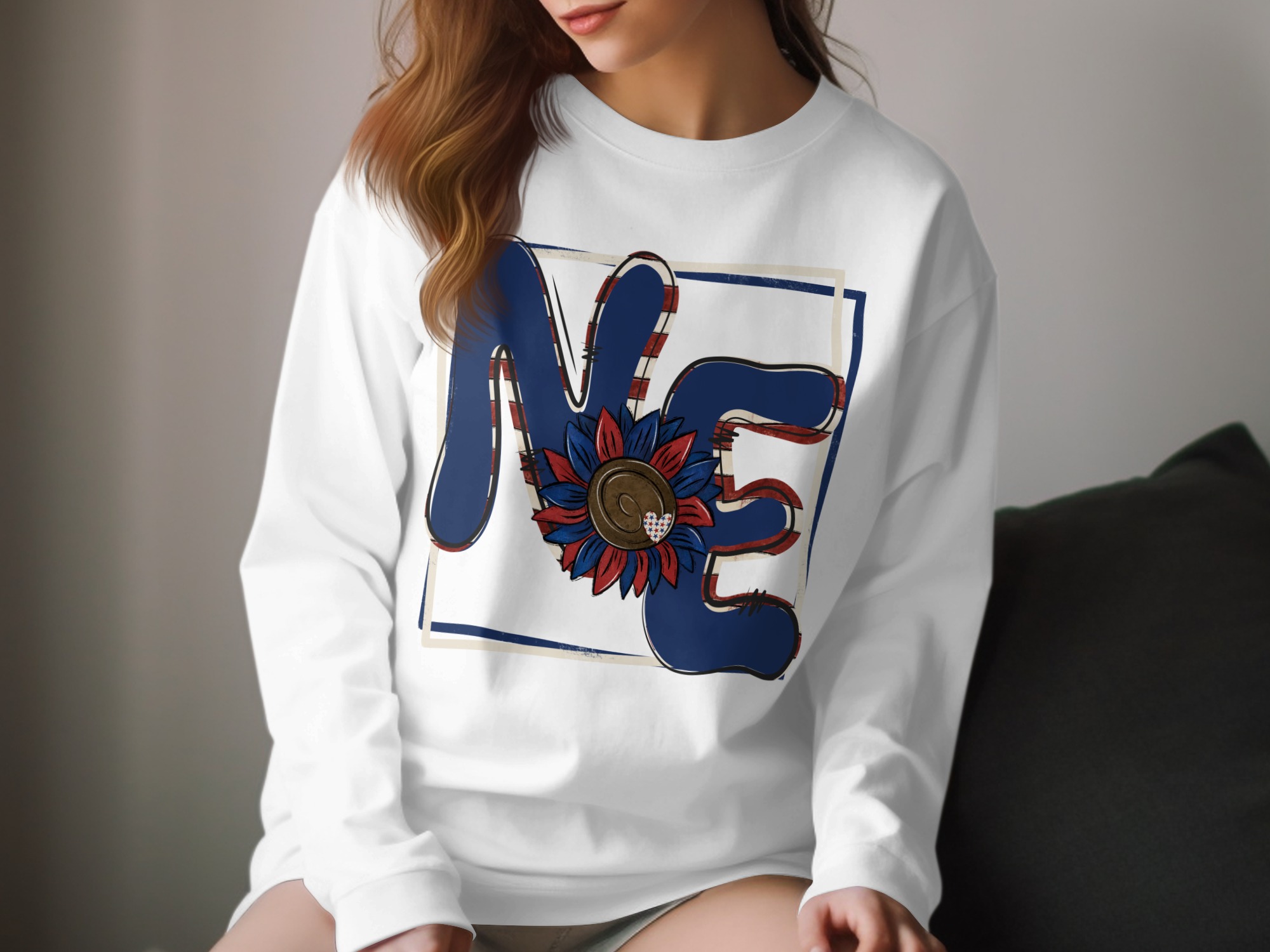 NC Long Sleeve T-Shirt, North Carolina Tee, Patriotic NC Gift, Sunflower Graphic Top, State Pride Shirt, NC Lover Apparel