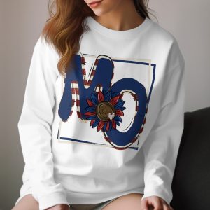 NO Sunflower Patriotic Long Sleeve T-Shirt, American Flag Inspired Tee, Red White and Blue Shirt, USA Pride Shirt, Cute Patriotic Top