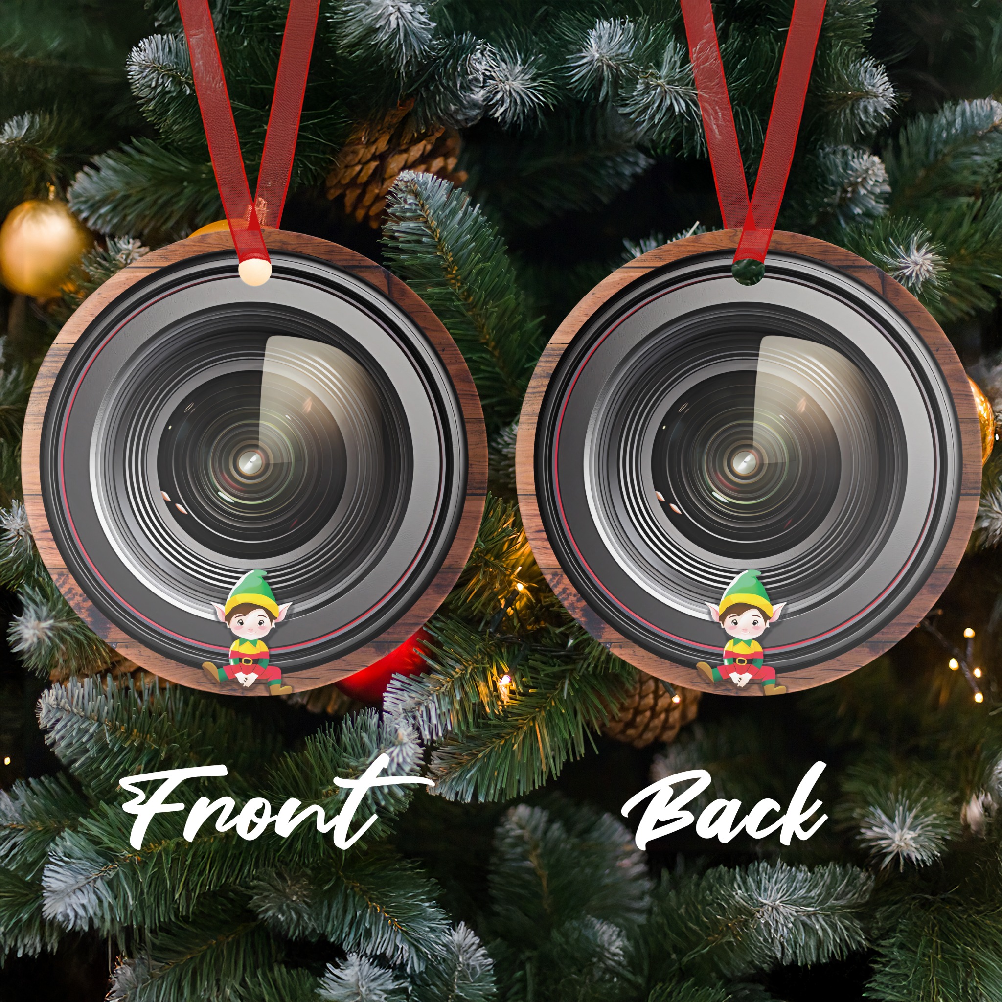 Elf Camera Lens Ornament, Holiday Photographer Gift, Christmas Ornament, Cute Elf Decor, Photo Hobby Ornament, Unique Tree Decor - Image 2