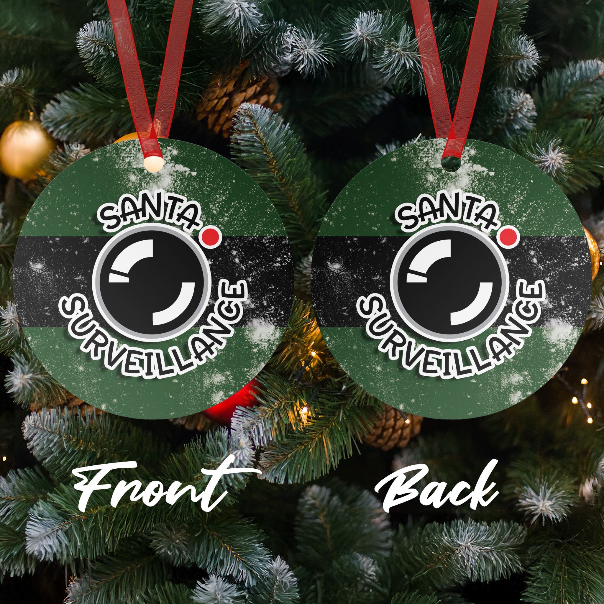 Santa Surveillance Ornament, Funny Christmas Ornament, Unique Holiday Decor, Novelty Ornament, Festive Ornament, Holiday Gift - Image 2