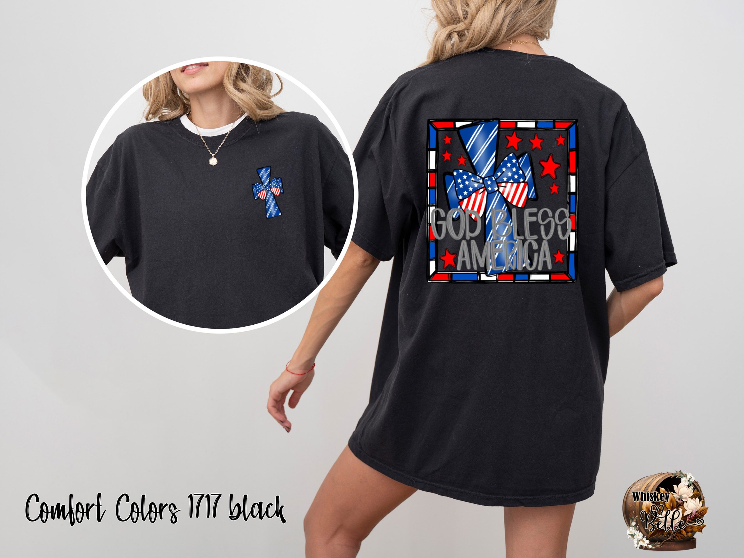 God Bless America T-Shirt, Patriotic Tee, American Flag Bow, USA Pride Shirt, Red White Blue TShirt, Patriotic Apparel, 4th of July - Image 4