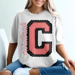 Seersucker Mascot T-Shirt, Custom Letter T Shirt, Cardinals T-Shirt, Change your Colors T-Shirt, Personalized Team Apparel