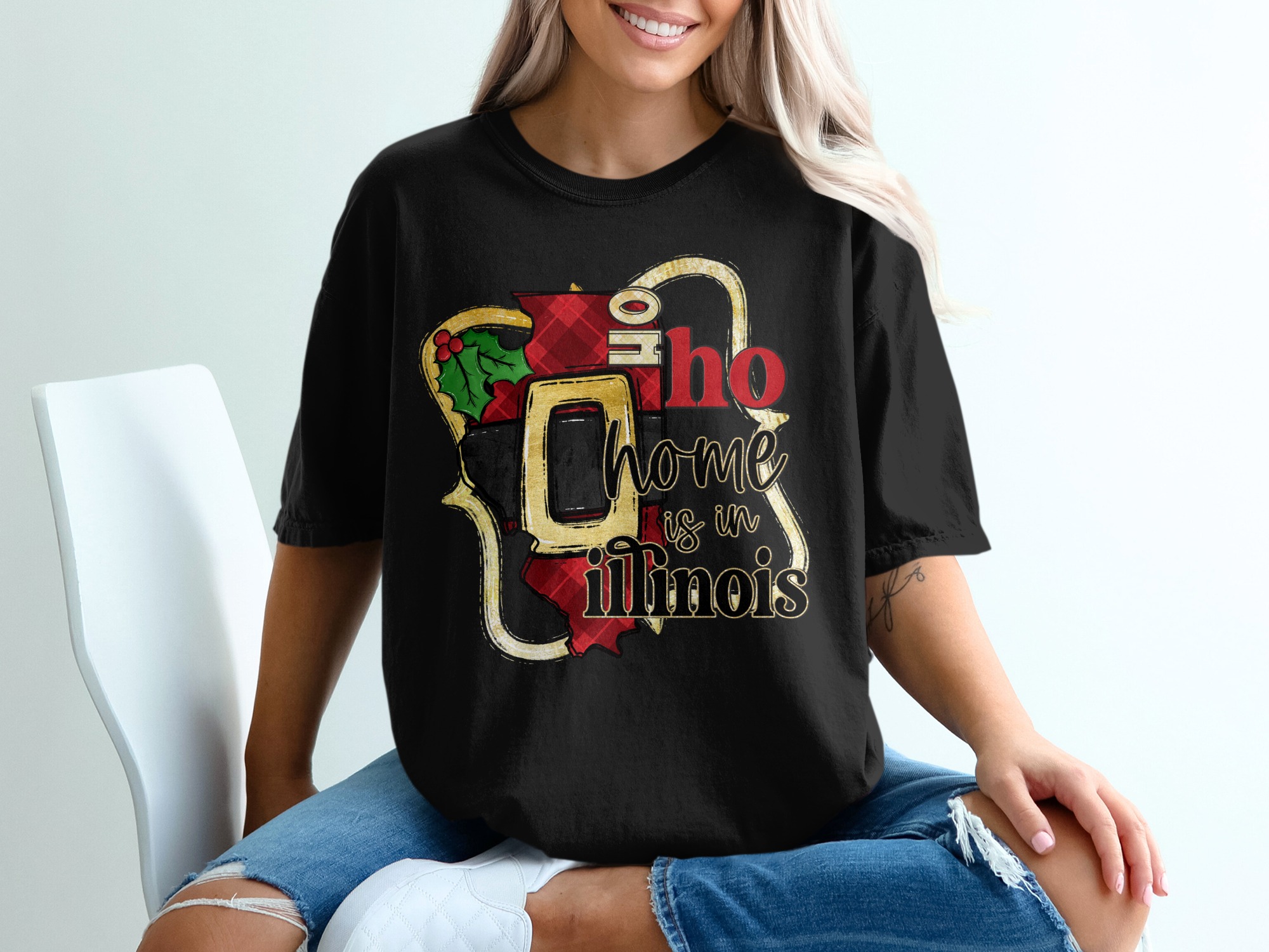 Illinois Christmas T-Shirt, Home State Shirt, Illinois Holiday Tee, State Pride Apparel, Christmas Gift, Illinois Gift - Image 2