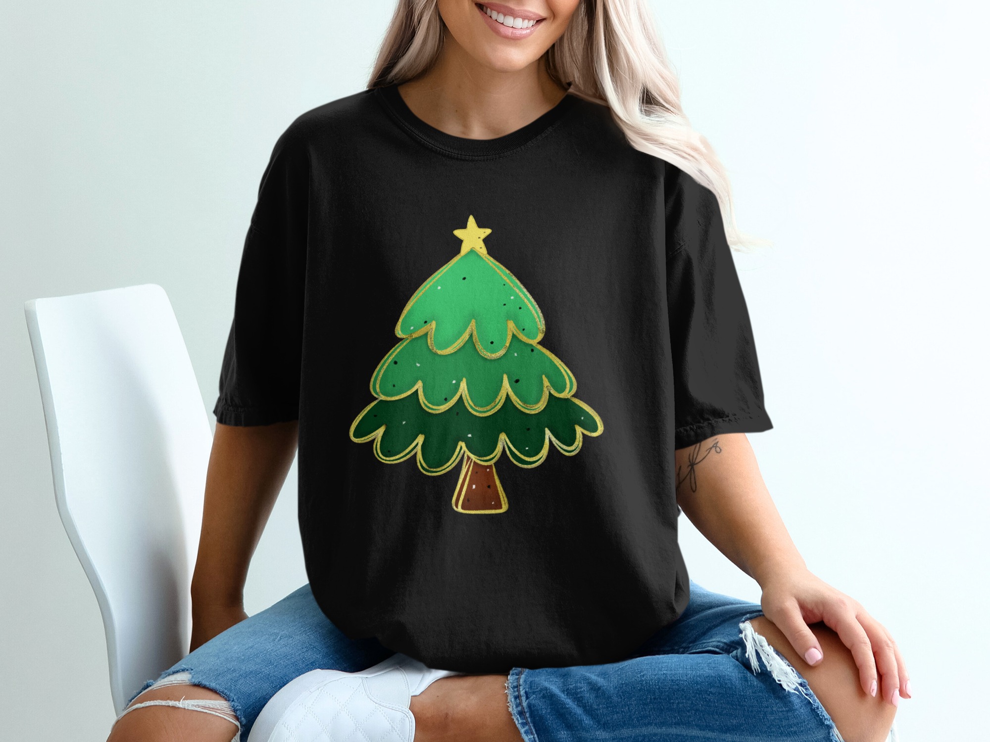 Cute Christmas Tree T-Shirt, Holiday Tee, Festive Design, Seasonal Gift, Christmas Apparel, Holiday Outfit, Gift Idea - Image 2