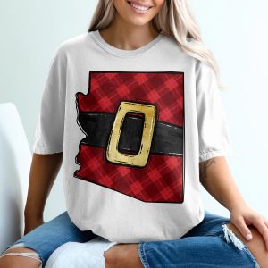 Arizona Santa Belt T Shirt, Christmas Arizona Tee, AZ Holiday Shirt, Plaid State, Santa Claus State, Holiday T-Shirt, AZ Gift, Arizona Gift