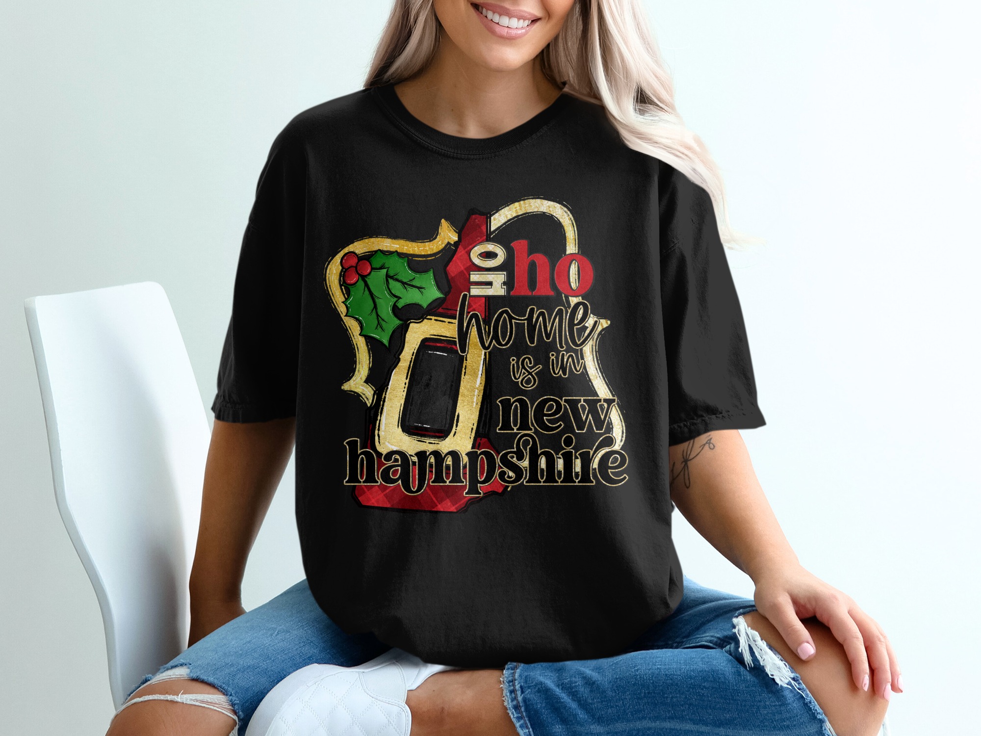 New Hampshire Home T-Shirt, Christmas Tee, Holiday Gift, State Pride Shirt, New England Apparel, Home State Gift, Holiday T-Shirt - Image 2