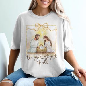 Nativity T Shirt, Jesus T Shirt, Greatest Gift T Shirt, Christmas Shirt, Christian Shirt, Holiday Tee, Religious T Shirt, Joseph Mary Jesus
