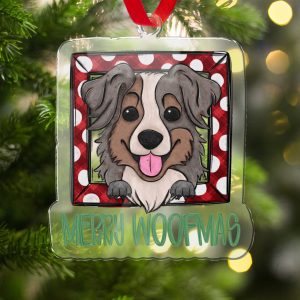 Merry Woofmas Ornament, Cute Dog Christmas Tree Decoration, Pet Lover Holiday Decor, Dog Lover Gift, Festive Canine Ornament