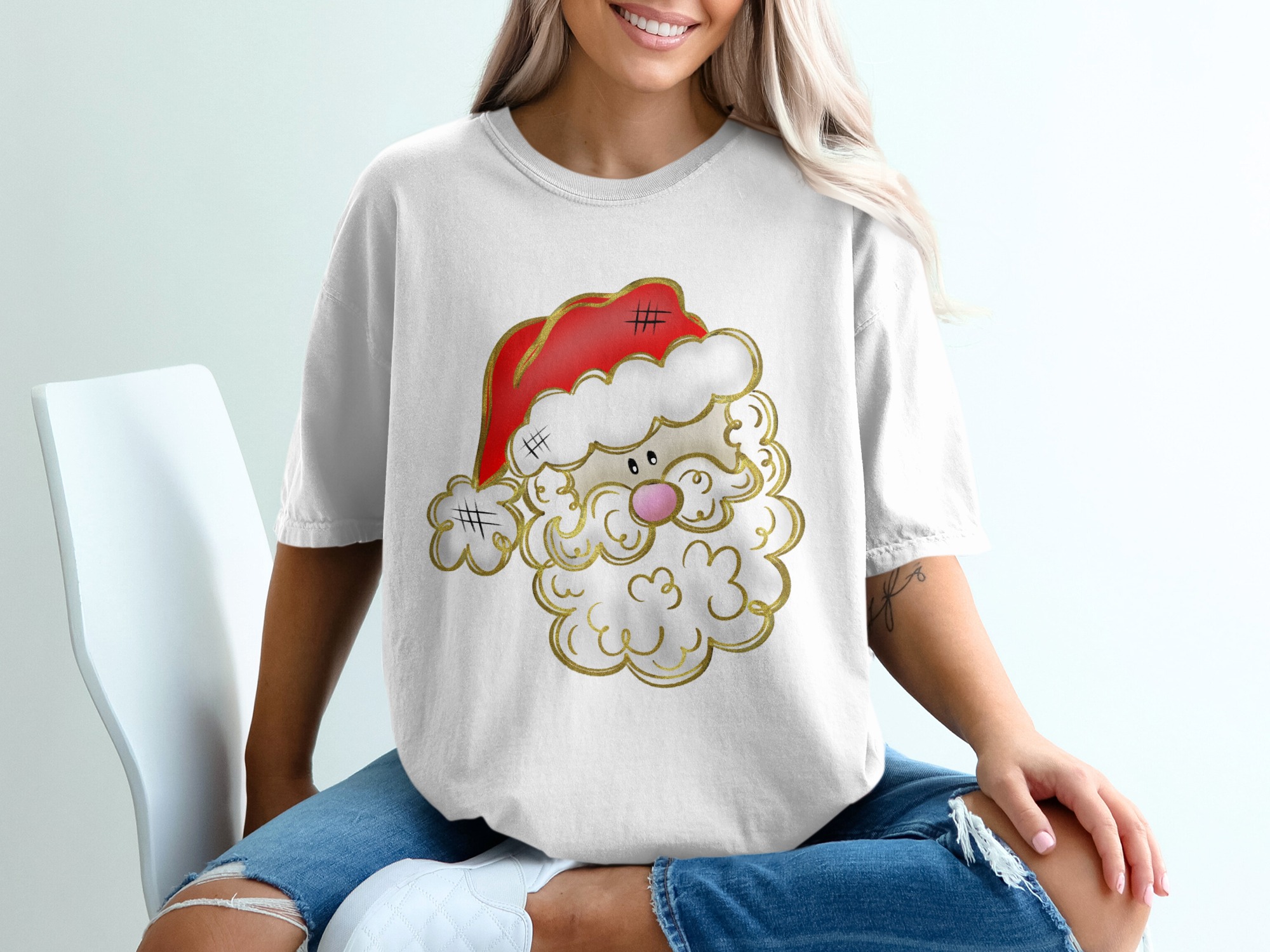 Santa T Shirt, Cute Holiday T Shirt, Christmas T Shirt, Festive Tee, Santa Claus Shirt, Holiday Apparel, Christmas Gift, Winter T Shirt