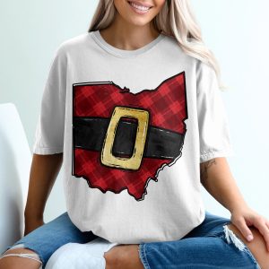 Ohio Santa Belt T-Shirt, Plaid Ohio Tee, Christmas Ohio Shirt, Holiday T-Shirt, Ohio State Shirt, Ohio Pride Shirt