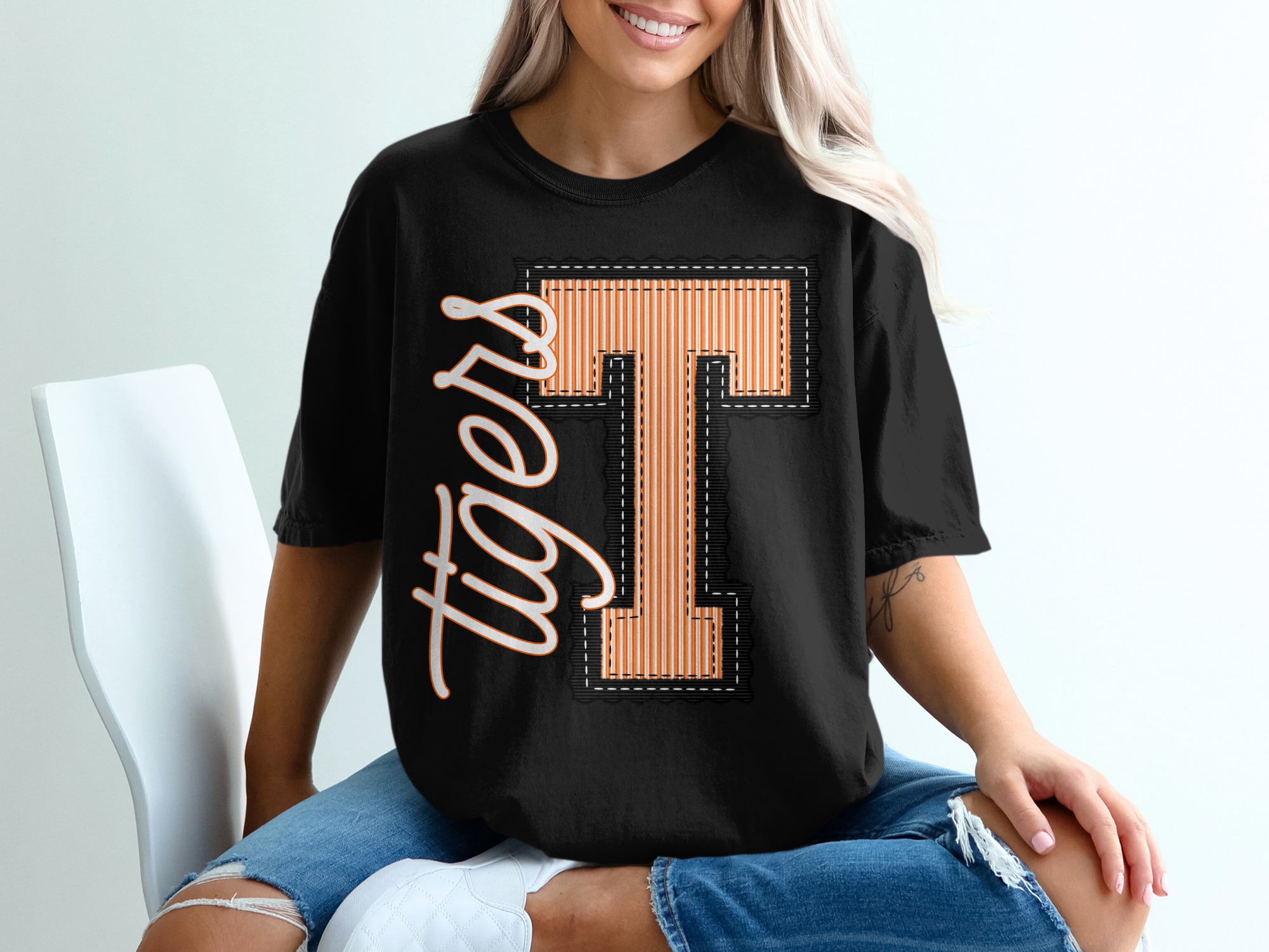 Seersucker Mascot T-Shirt, Team Spirit Tee, Custom School Initial, Change Your Colors, Sports Fan Apparel, Letter T Shirt, Game Day Shirt - Image 2