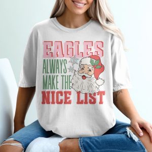 Eagles Nice List T Shirt, Funny Christmas Shirt, Santa Tee, Holiday Gift, Trendy Christmas TShirt, Festive Family T-Shirt, Winter Apparel