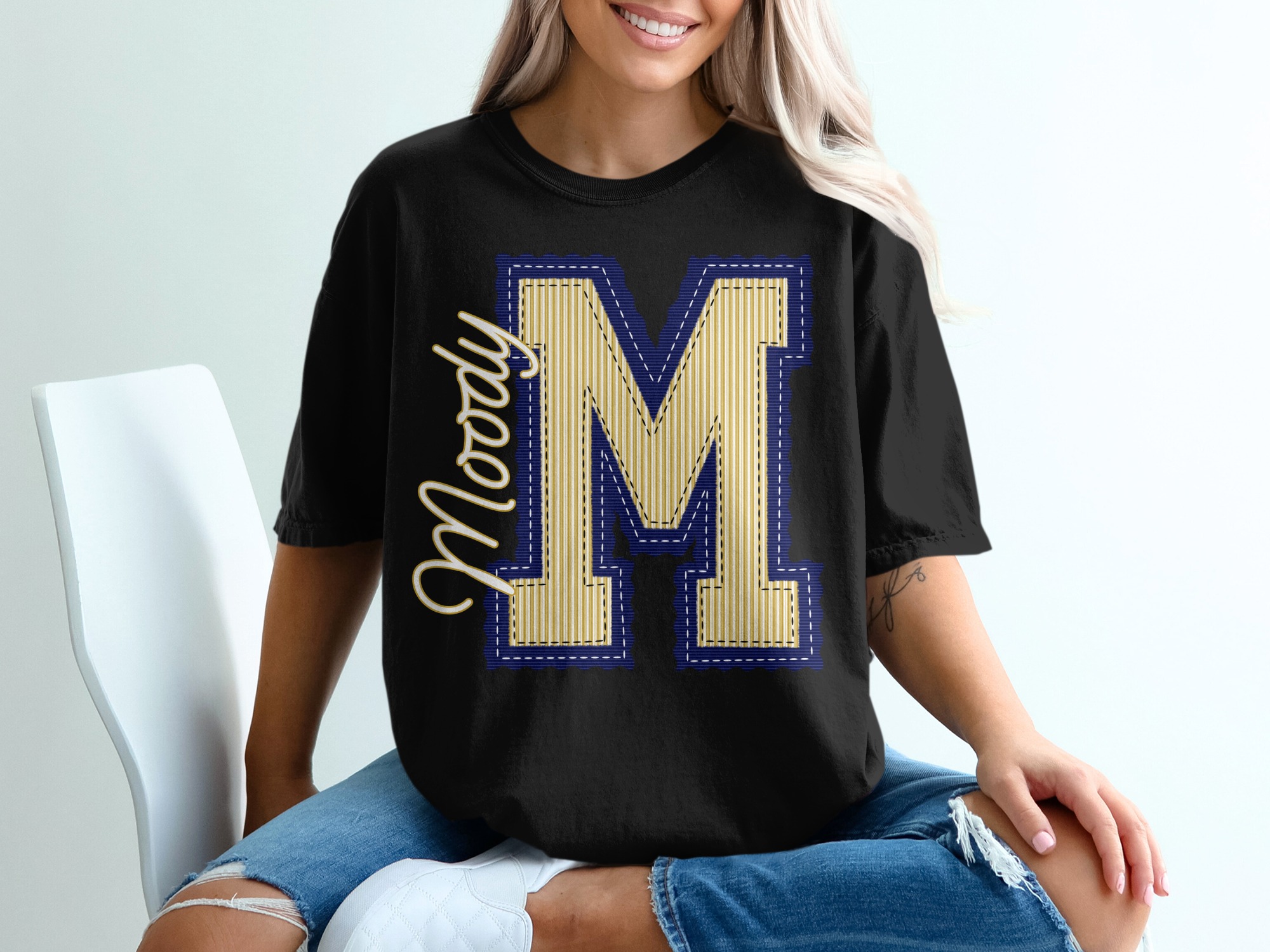 Seersucker Mascot T-Shirt, Custom Initial M T-Shirt, Moody Name, Change Your Colors T-Shirt, Personalized T-Shirt - Image 2