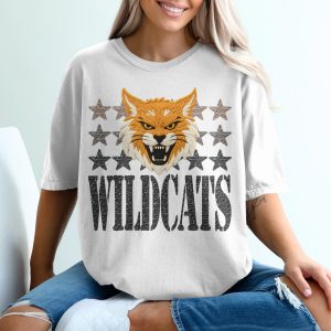 Wildcats T-Shirt, Angry Wildcat Face Tee, Stars Graphic Shirt, Animal Lover Gift, Sports Team Shirt, Cool Graphic Tee