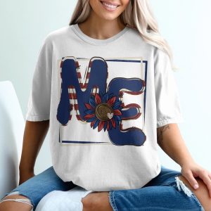 ME T-Shirt Design, Patriotic Flower T-Shirt, USA Flag T-Shirt, Red White Blue Shirt, American Pride Shirt, Summer T-Shirt, Gift T-Shirt