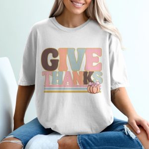 Give Thanks T-Shirt, Retro Thanksgiving Tee, Fall Shirt, Pumpkin Tee, Thanksgiving Gift, Holiday Shirt, Retro T Shirt, Trendy Thanksgiving